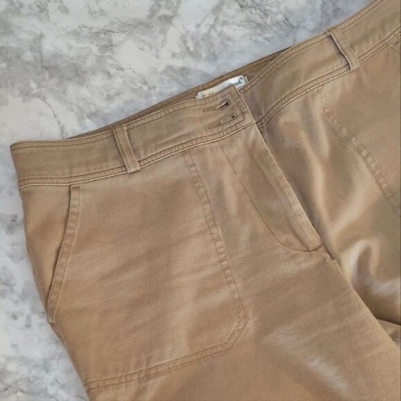 🎁 Coldwater Creek Khaki High Waist Wide Leg Cropped Capri Pants Size 12 - Picture 3 of 13